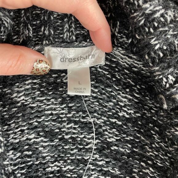 NWT dressbarn Cowl Neck Black, Gray and White Knit Long Sweater Size L - Picture 4 of 6